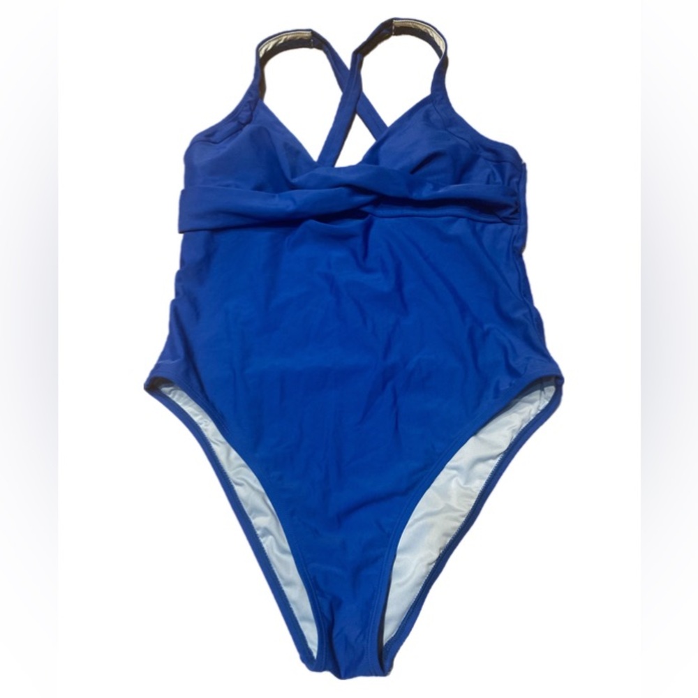 Cupshe Deep Blue Crisscross One Piece Swimsuit XL NWT